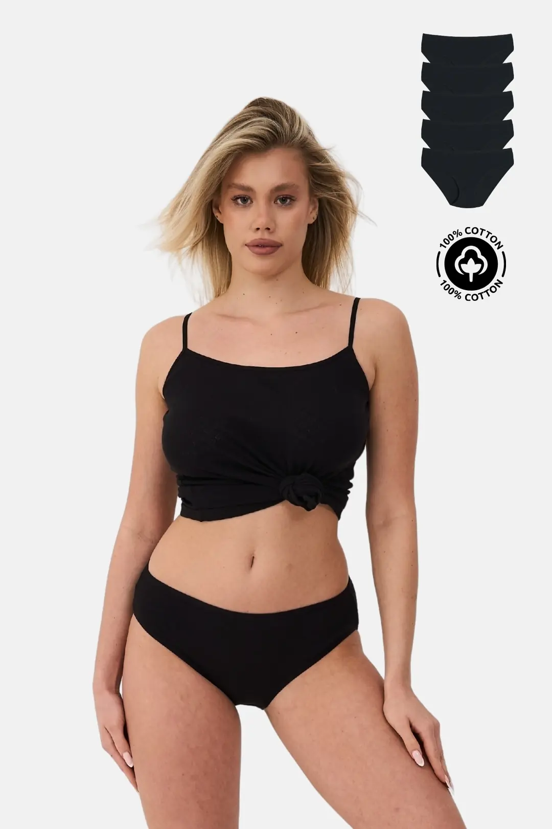 %100 Pamuklu & Kalp Desenli Külot - 5'Li Paket