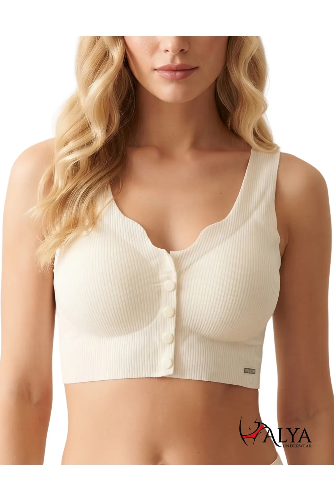 Önü Çıtçıt Düğmeli Sütyen Dikişsiz Fitilli Bralet Sutyen Günlük Kullanıma Uygun Kadın Crop Sütyenler Lazer Kesim - O8803